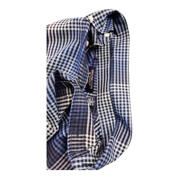 Roundtree & Yorke Mens Shirt Size Large Plaid Button down Long Sleeve Blue - Picture 6 of 11